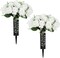 2 Sets Artificial Cemetery Flowers for Grave, Outdoor Roses Funeral Flowers with Cemetery Vase, Memorial Flowers Arrangements Bouquet Vibrant and Long-Lasting Colors(White)